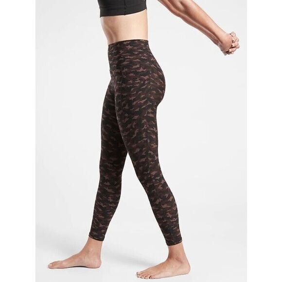 Athleta Camo Brown Pocket Leggings M - Picture 2 of 7
